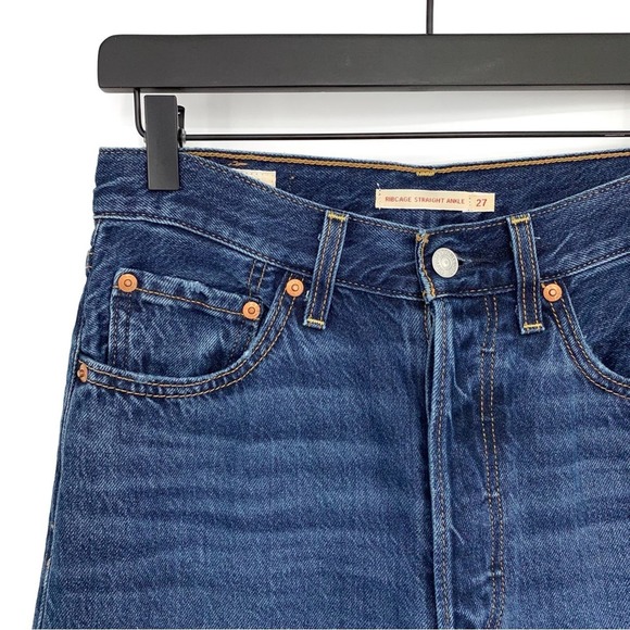 LEVI'S Premium Ribcage Straight Ankle Jean Blue Denim 27 - Picture 3 of 11